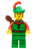 LEGO cas557 Forestman - Red, Green Hat, Red Feather, Quiver, Sideburns