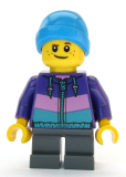 LEGO cty1081 Boy - Dark Purple Jacket, Dark Bluish Gray Short Legs, Ski Beanie Hat