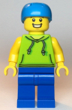 LEGO cty1138 Skateboarder - Male, Lime Hoodie, Blue Legs, Dark Azure Helmet
