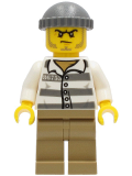 LEGO cty1242 Police - Jail Prisoner 86753 Prison Stripes, Dark Tan Legs, Dark Bluish Gray Knit Cap
