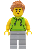 LEGO cty1267 Car Driver - Male, Lime Hoodie, Light Bluish Gray Legs, Medium Nougat Hair