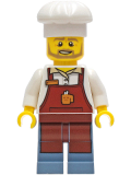 LEGO cty1268 Baker - Male, Reddish Brown Apron with Cup and Name Tag, White Cook