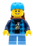 LEGO cty1332 Skateboarder - Boy, Banana Shirt, Dark Azure Helmet, Backpack, Medium Blue Short Legs