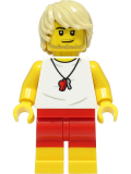 LEGO cty1388 Beach Lifeguard - Male, White Shirt, Red Shorts, Tan Hair