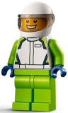 LEGO cty1400 Race Car Driver - Male, White Race Jacket and Helmet, Lime Legs