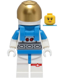 LEGO cty1423 Lunar Research Astronaut - Female, White and Dark Azure Suit, White Helmet, Metallic Gold Visor, Peach Lips Smile