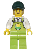 LEGO cty1438 Farmer Horace - Lime Overalls over White Shirt, Lime Legs, Dark Green Cap, Dark Tan Moustache and Sideburns