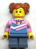 LEGO cty1481 Girl - Dark Orange Hair, Bright Pink Hoodie, Sand Blue Short Legs