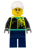 LEGO cty1524 Sports Car Driver - Male, White Cap, Neon Yellow Jacket, Dark Blue Legs