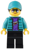 LEGO cty1537 Custom Car Garage Driver - Female, Dark Turquoise Jacket, Black Legs, Dark Turquoise Ball Cap
