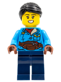 LEGO hol270 Woman, Black Hair, Dark Azure Jacket, Dark Blue Legs