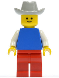 LEGO pln039 Plain Blue Torso with White Arms, Red Legs, Light Gray Cowboy Hat